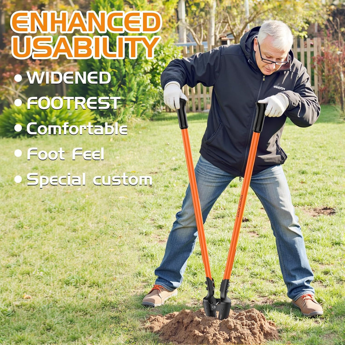 Post Hole Digger Hole Digger,58Inch 8Lb Fiberglass Steel Fence Planting | Heavy duty lightweight digger, curved steel