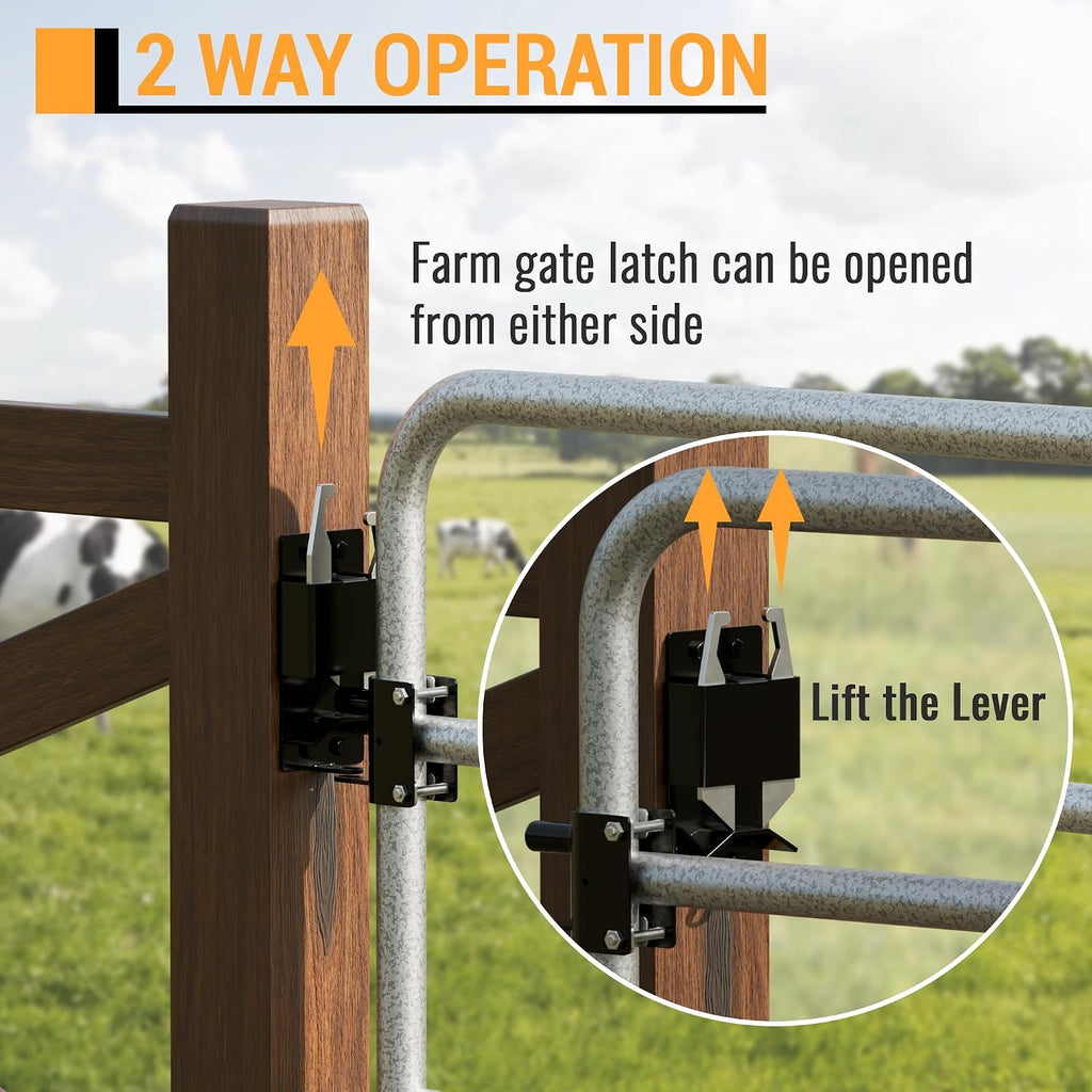 2 Way Farm Gate Latch Heavy Duty Lockable Livestock Gate Latch, 1 Pack