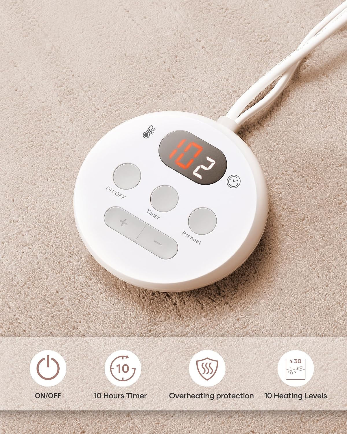 Heated Mattress Pad Twin Size Comfort Coral Fleece 10 Heating Levels & 10H Auto Shut Off, Electric Bed Warmer Pad