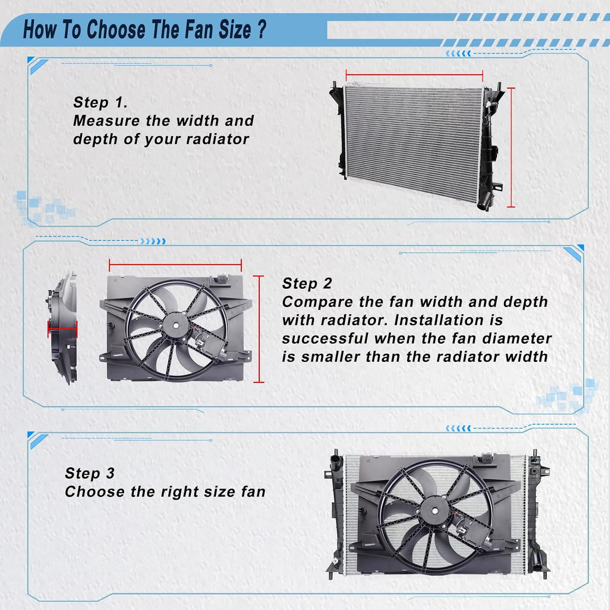 Radiator Cooling Fan Compatible with 07-13 Avalanche Silverado 1500