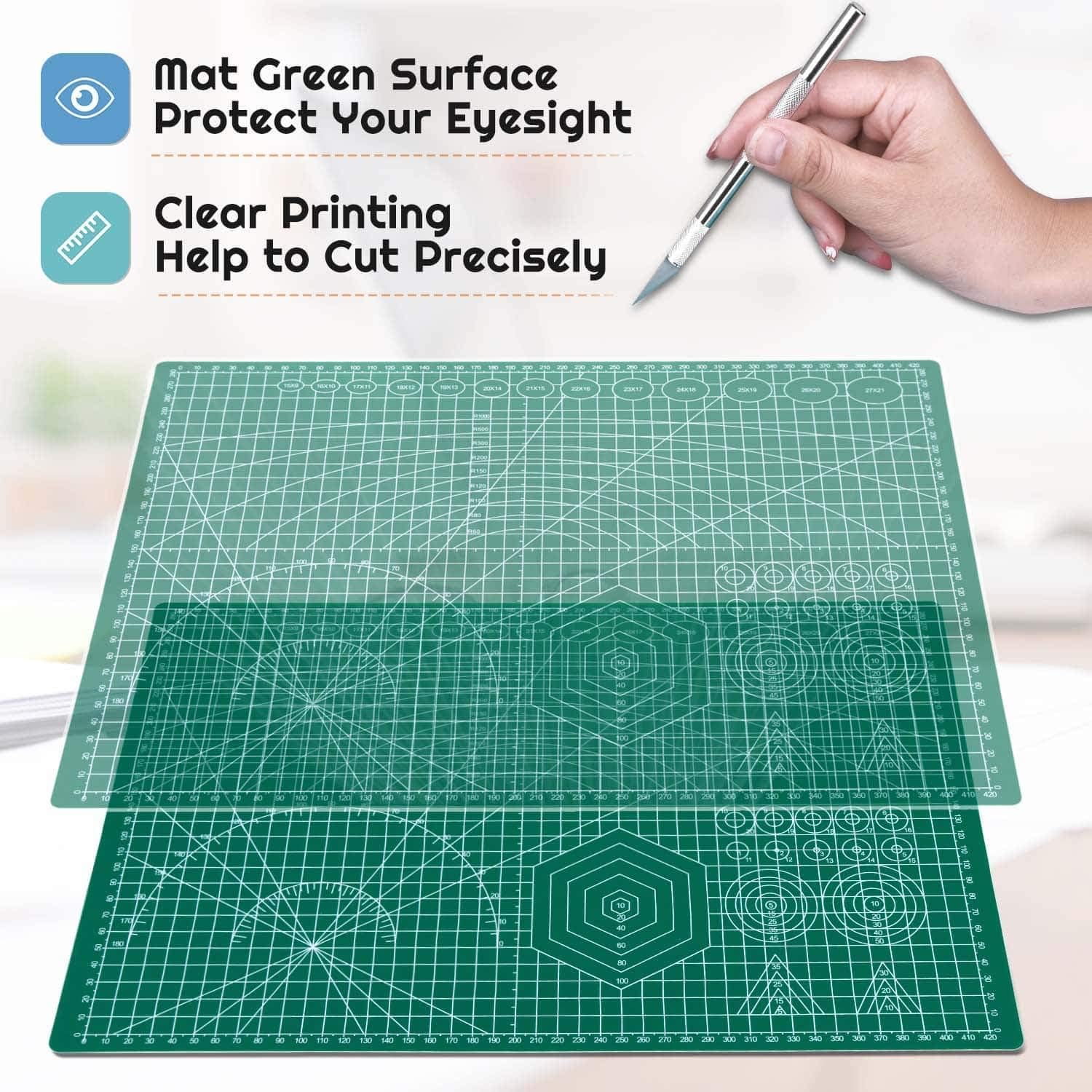 Self Healing Sewing Mat, 12inch x 18inch Rotary Cutting Mat Double Sided 5-Ply Craft Cutting Board for Sewing Crafts