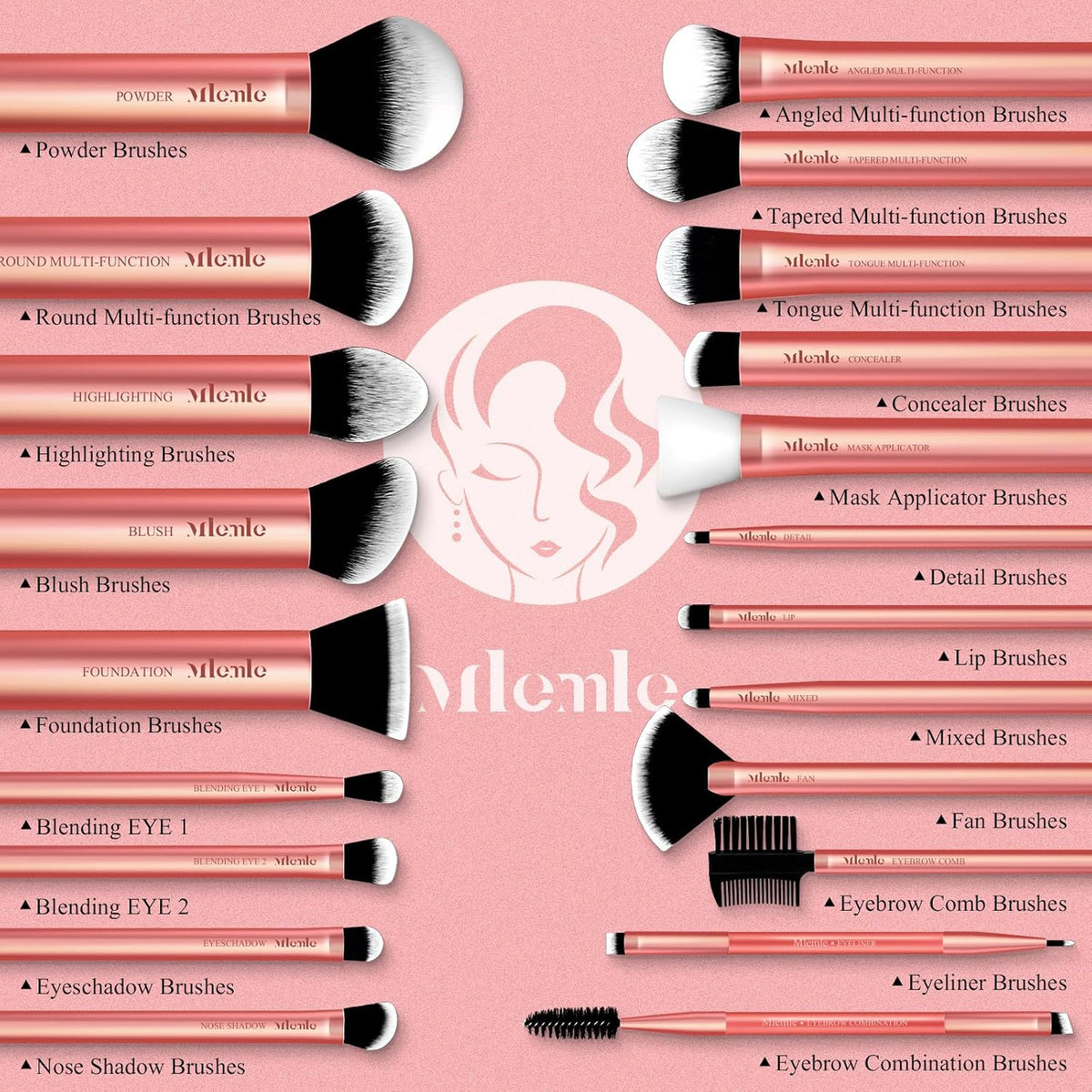Makeup Brushes Set, Mlemle Professional 26 Pcs Makeup Kit, Include Powder Blush Concealers Foundation Eye shadows 21