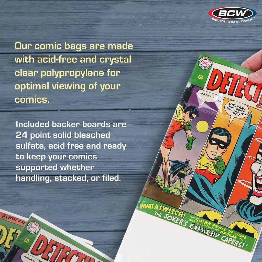 Resealable Silver/Regular Comic Bags & Regular Comic Backing Boards Set | 100 Count Each | Protection Solution for