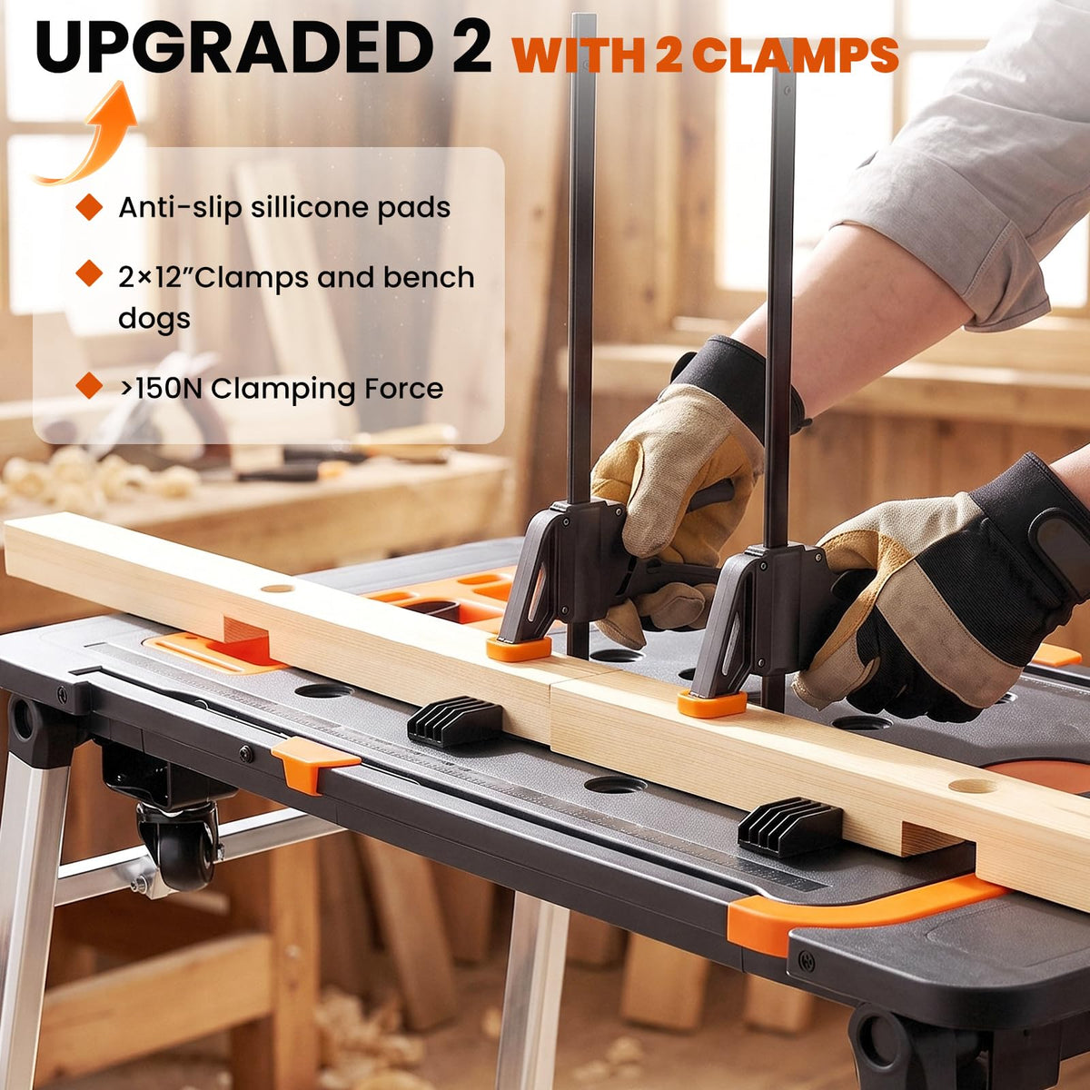 7in1 Multifunctional Portable Workbench with Large Wheels & Clamps