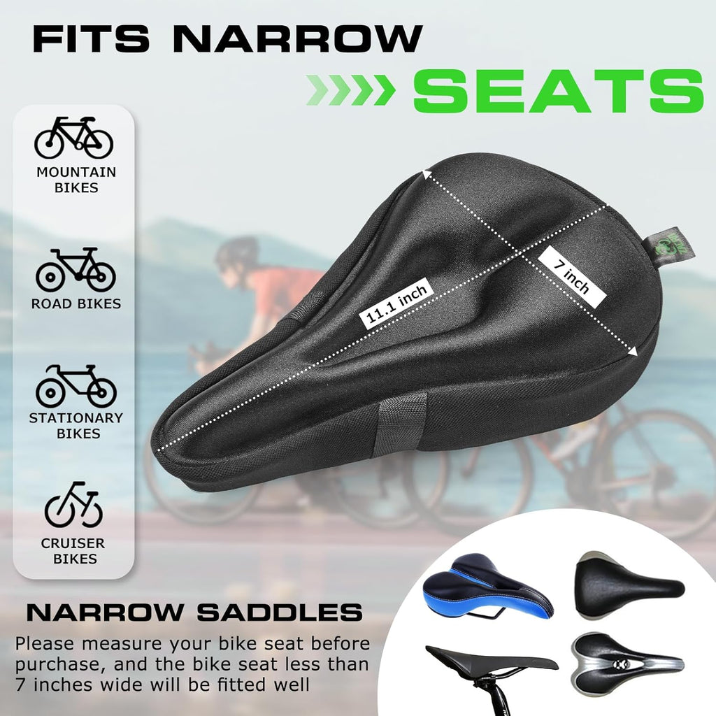 Bike Seat Cushion - Gel Padded Bike Seat Cover for Men Women Comfort, Extra Soft Exercise Bicycle Seat Compatible
