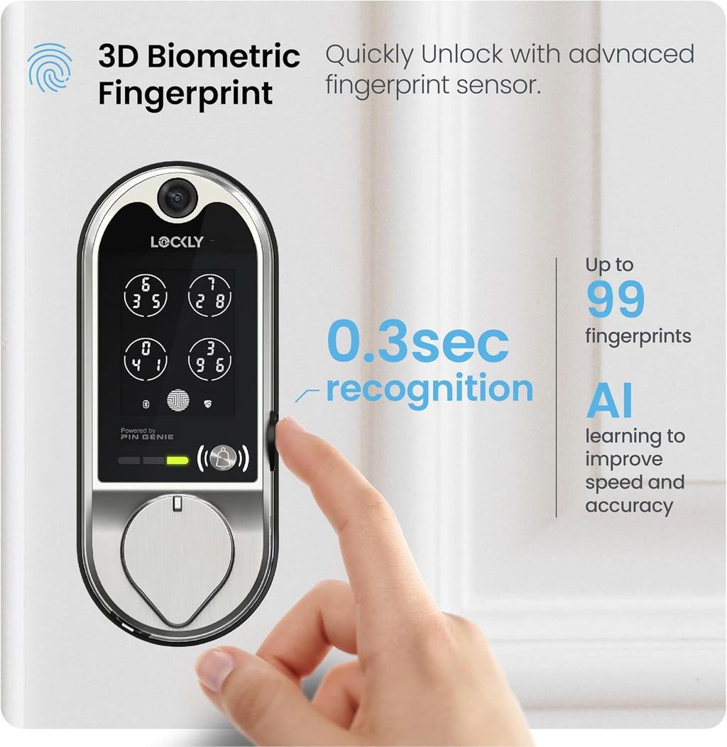 Vision Smart Lock, HD Video Doorbell Smart Locks for Front Door, Fingerprint Door Lock, Touchscreen Keypad, App