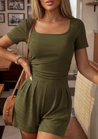 Womens One Piece Short Sleeve Rompers