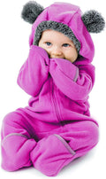 Fleece Baby Bunting Bodysuit with Hood, Convertible Mittens & Booties, Car Seat Friendly, Soft & Warm, Easy Zip