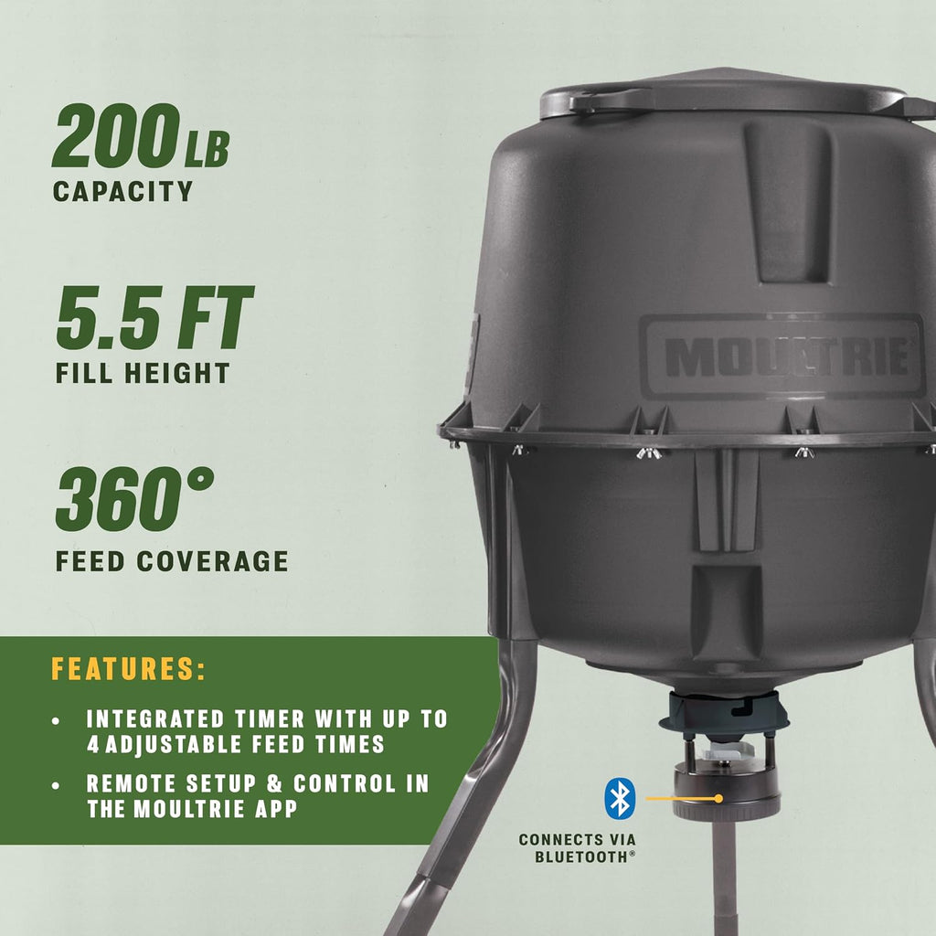 200 Lb Tripod Deer Feeder - Bluetooth App Control