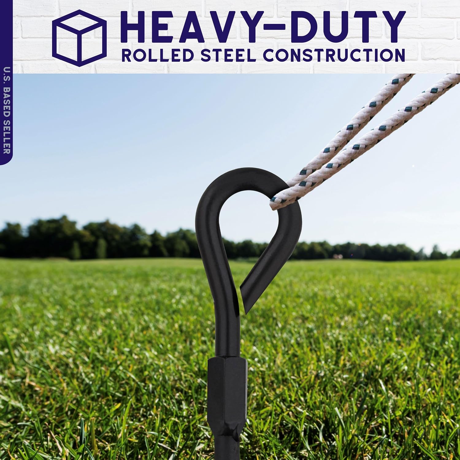 Ground Anchors, 15 Inch - 8pk Black Shed Anchor Kit Greenhouse Tie Down Ground Stakes with Drillable Eyebolt