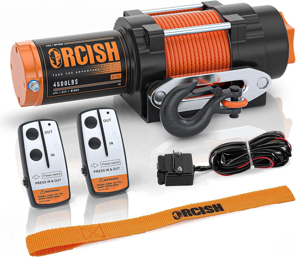 4500 LB 12V Electric Winch, ATV/UTV Winch Kit with Synthetic Rope