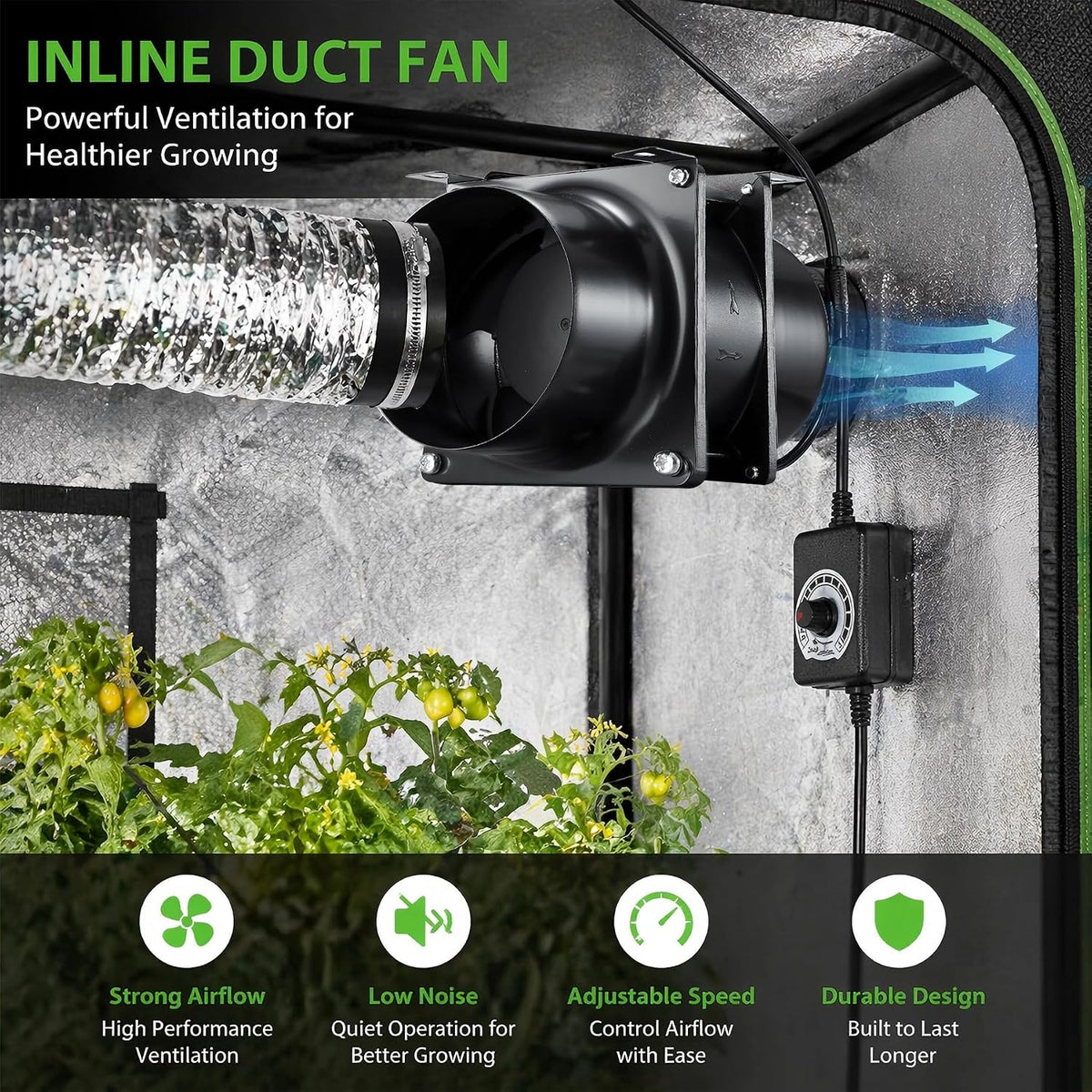 4" Axial Exhaust Fan, DC12V Air Fume Smoke Extractor