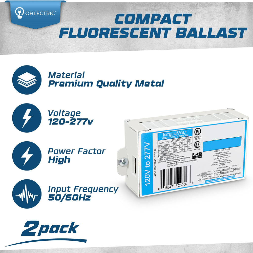 2 Pack Replacement for ICF-2S26-H1-LD Electronic Ballast