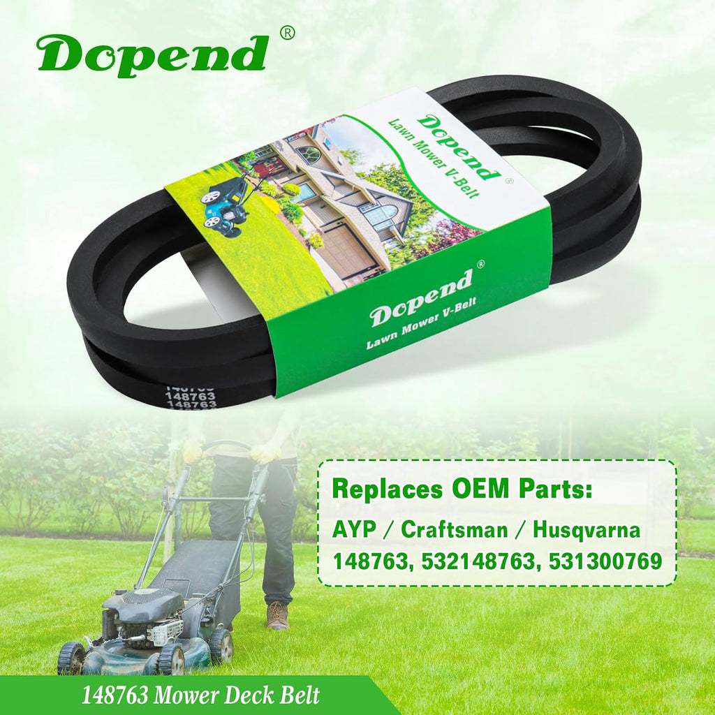 532148763 148763 Mower Deck Belt 5/8'' x 86'' for Craftsman, Husqvarna YTH180, YTH1746, GT200, GTH200, GTH225 Lawn Tractor Riding Mower, Replaces 148763 Craftsman Deck Belt 532148763, 531300769