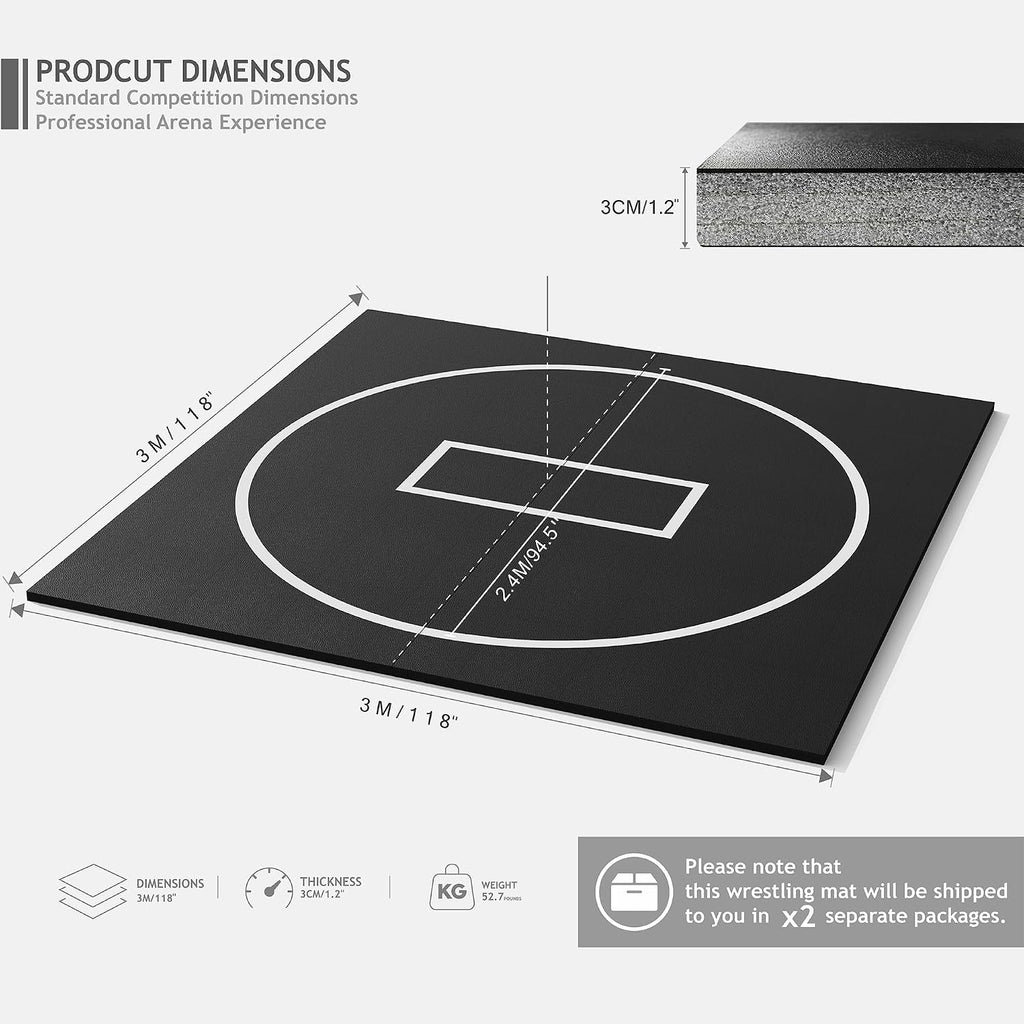 Roll-Up Wrestling Mat, 1.2" XPE Foam for BJJ Jiu Jitsu & Judo | Waterproof PVC Cover, Easy-Clean Non-Slip Finish