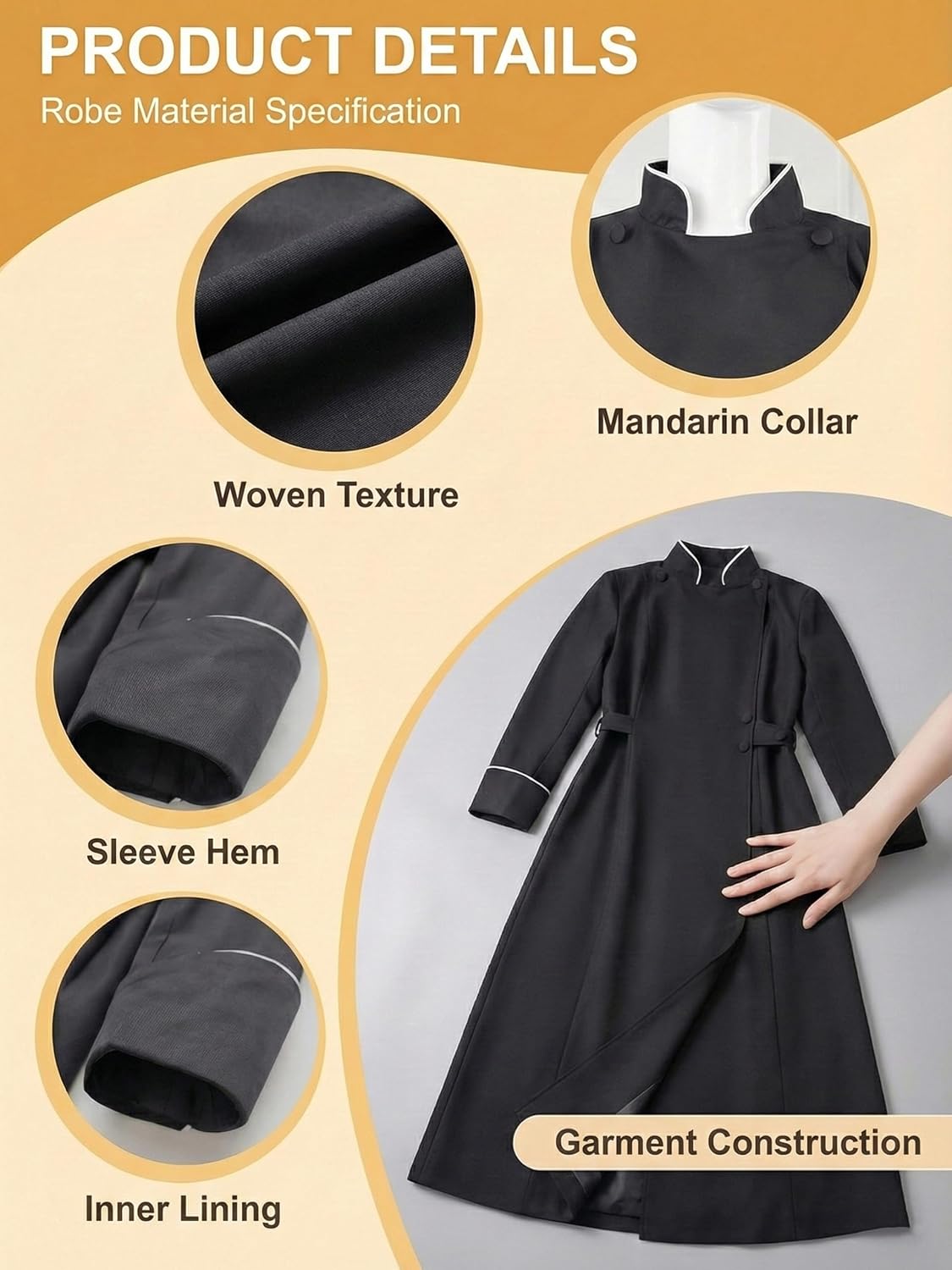 Women Clergy Robe Church Cassock Minister Gown Choir Pastor Costume Outfit Pulpit Service Vestment Dress