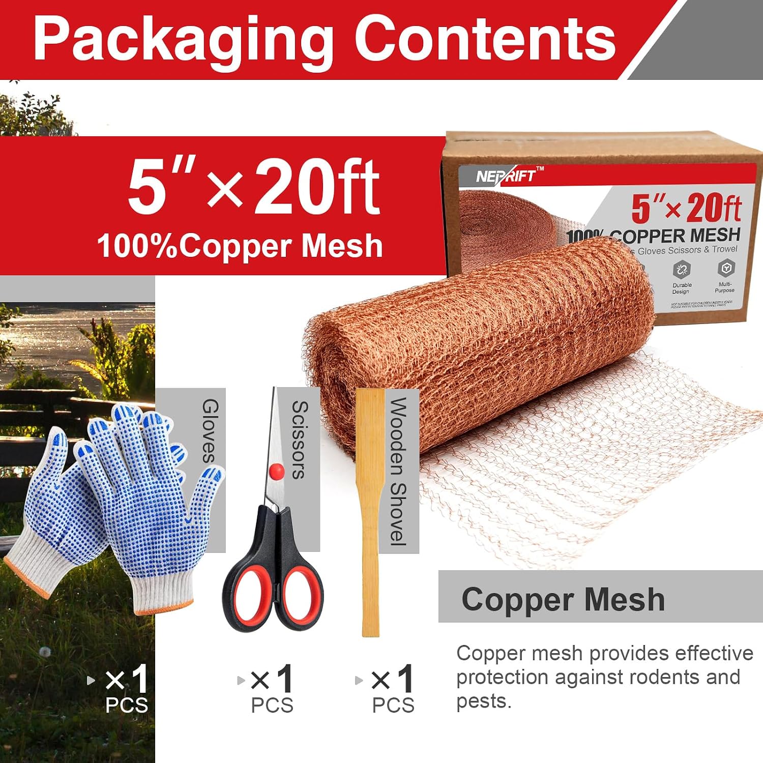 5 Inch×20 ft Copper Mesh Rodent Control, 100% Pure Copper Barrier
