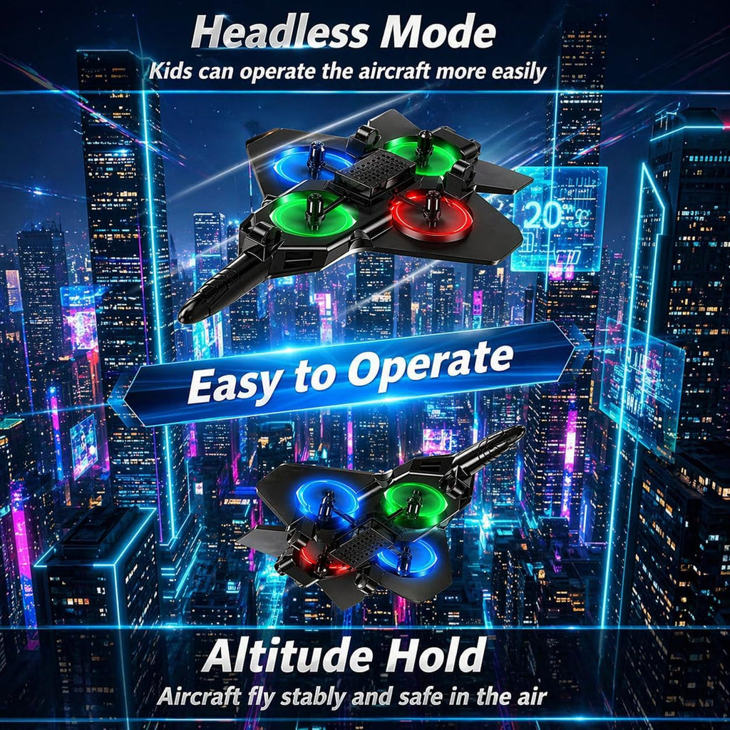 RC Plane for Kids & Adults, Remote Control Airplane Fighter Jet, 3 Batteries, Easy to Fly Foam RC Aircraft with LED