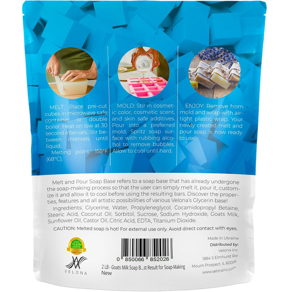 2 lb - Goat Milk Soap Base, Pre-Cut Cubes, SLS/SLES Free