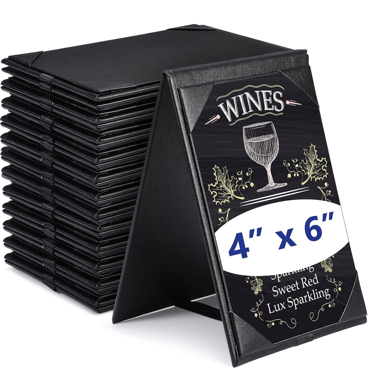 12 Pack Leather Table Tents Double Sided Menu Holders, 4 x 6 Inch