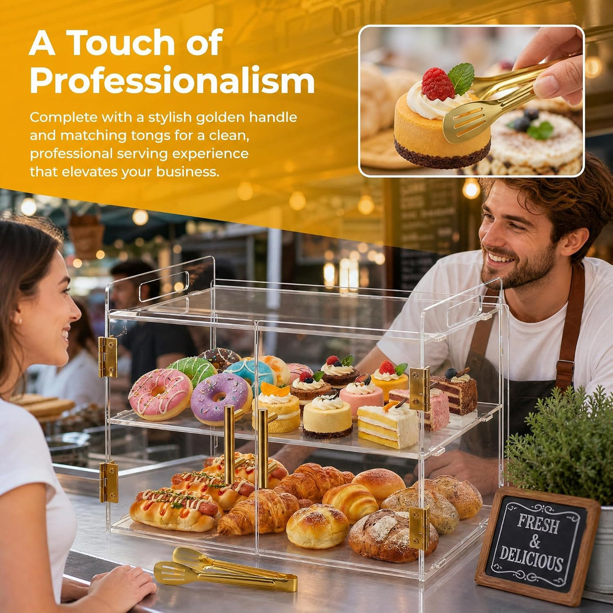 2-Tier Commercial Bakery Display Case Countertop Pastry Display Case