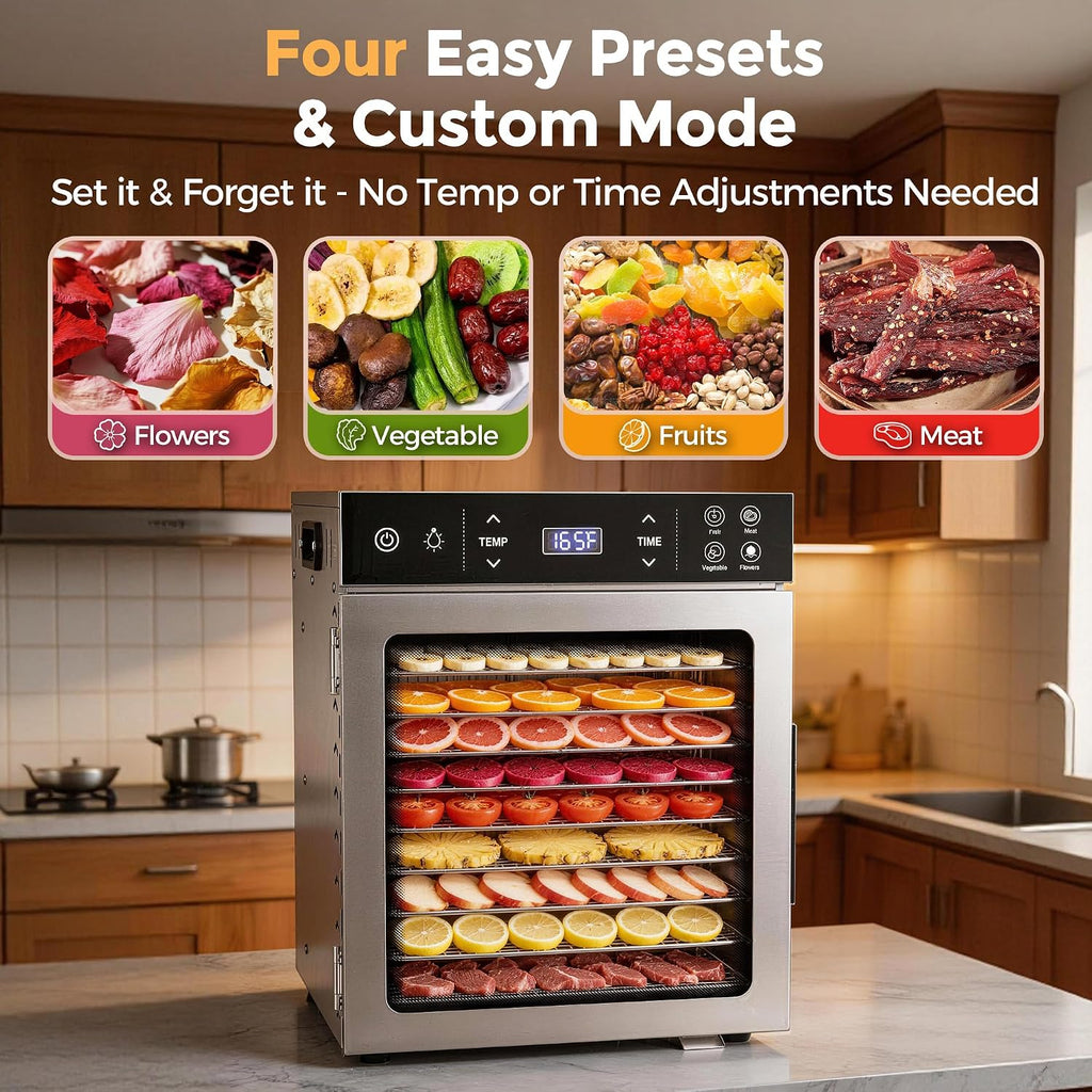 400W Food Dehydrator with 10 Trays for Jerky, Fruit, Veg, Meat