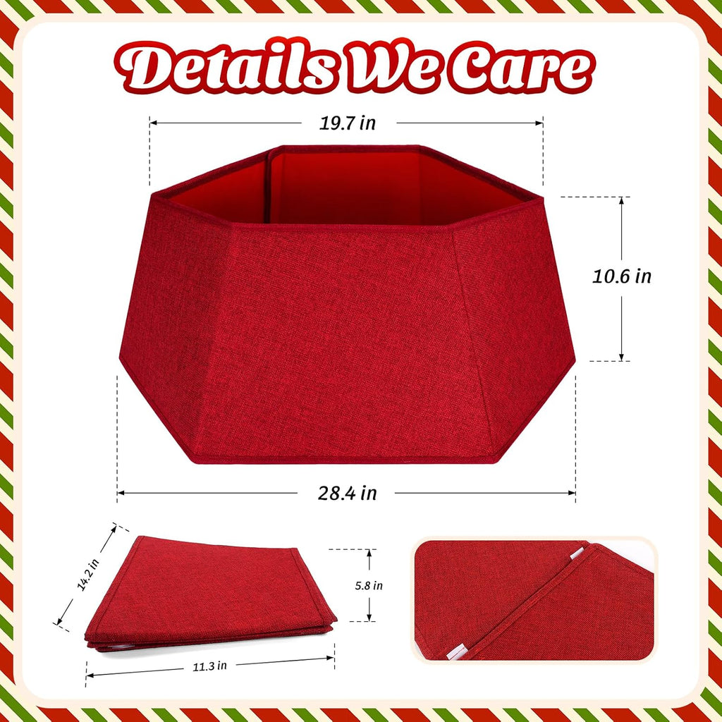 Christmas Tree Skirt 26’’ Christmas Tree Skirts Collar Stand, Foldable Christmas Tree Ring for Artificial Trees