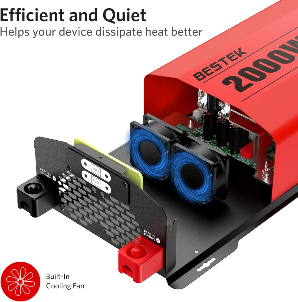 2000 Watt Pure Sine Wave Power Inverter 12V DC to 110V/120V AC Converter for Home, RV, Truck, Off-Grid Solar Power 3