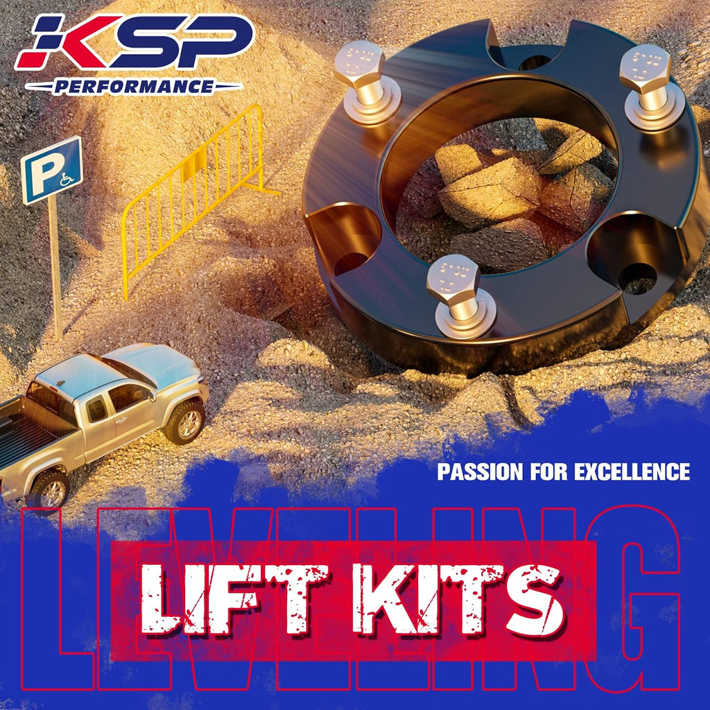 KSP 3" Tacoma Leveling Kits, Front Lift Kits fit for Tacoma 2005-2023 4Runner 2003-2024 FJ Cruiser 2007-2015, Forged Aluminum Strut Spacers Raise Front 3inch on To-yo-ta Pickup(Package of 2pcs,Black)