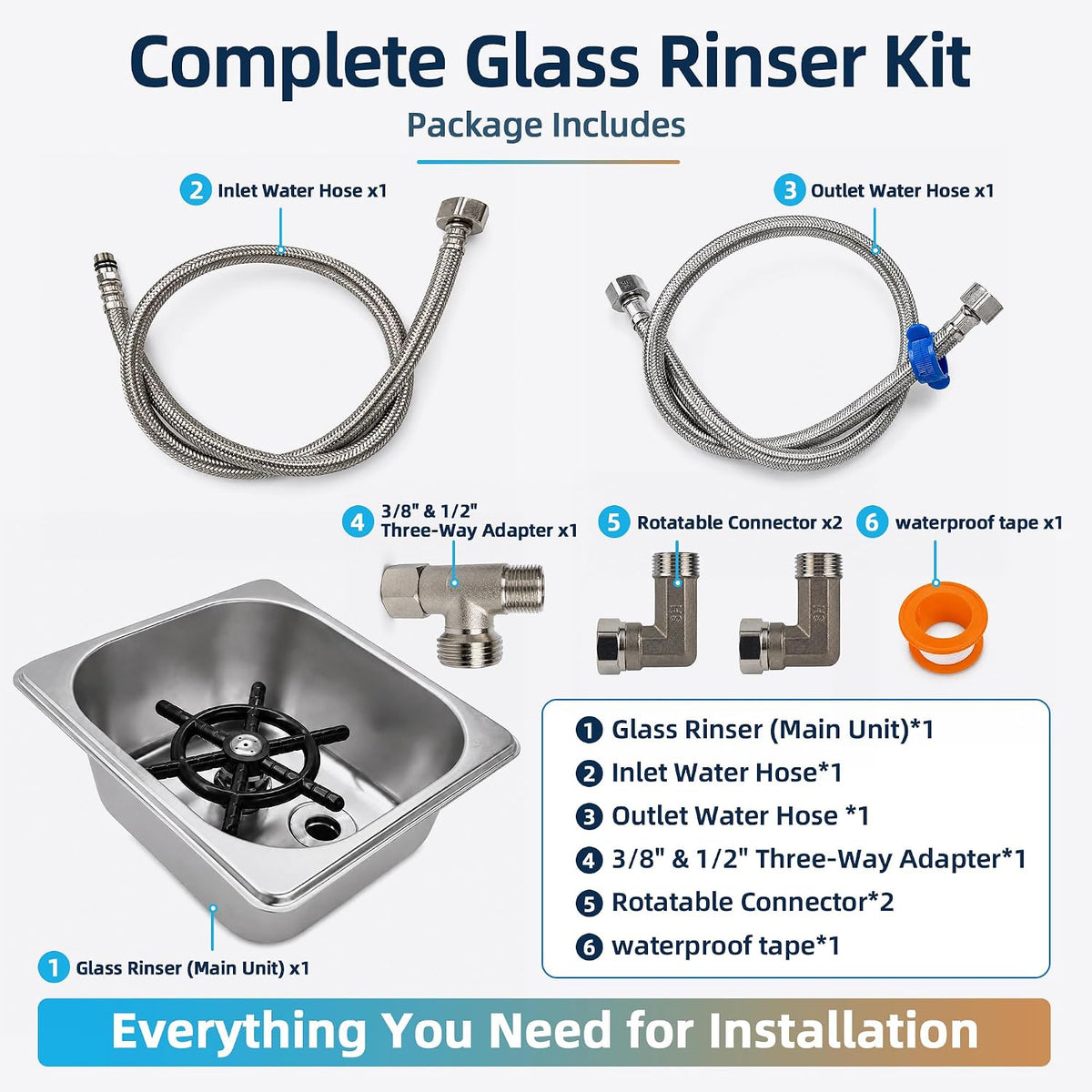 Pitcher Rinser & Glass Rinser for Kitchen Sink, 6.3" x 6.7" x 2.7"