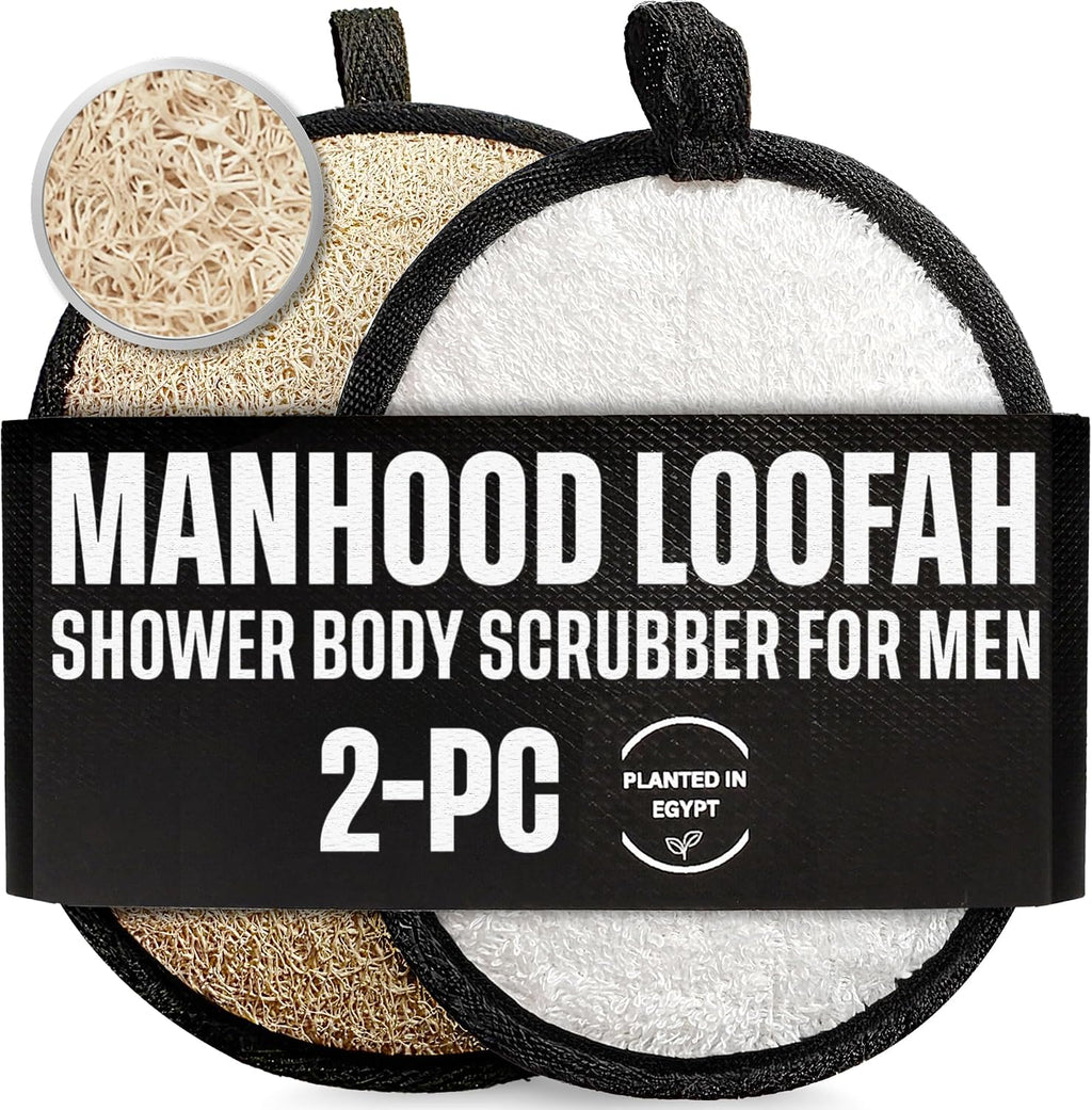 SERRENTO Loofah Body Scrubber Back Scrubber - Egyptian Luffa Shower Sponge for Men, Bath Sponge Exfoliator, Body Wash