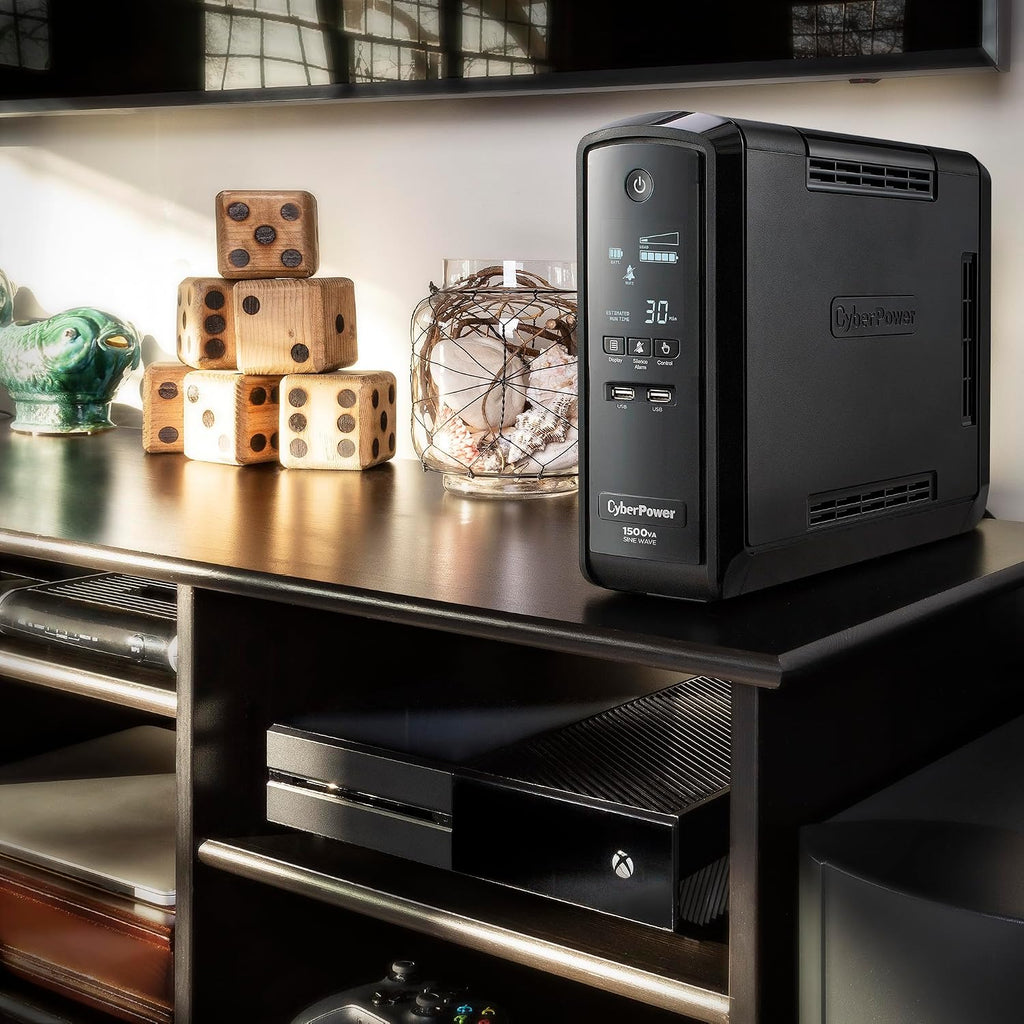 CST1500S Sine Wave UPS System | 1500VA/900W Battery Backup & Surge Protector, AVR, Line Interactive Mini-Tower, 8