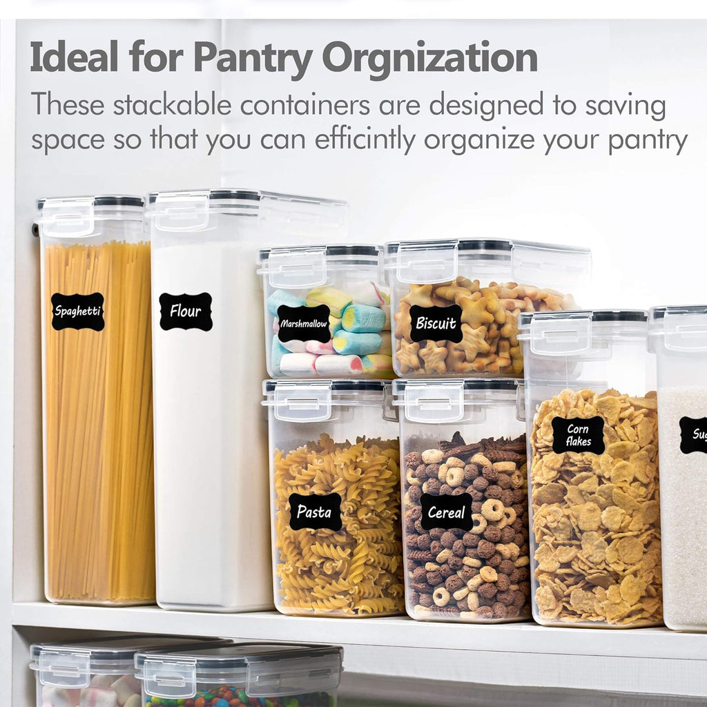 Airtight Food Storage Containers with Lids, 8 PCS Plastic Storage Canisters for Kitchen & Pantry Organization,Dry