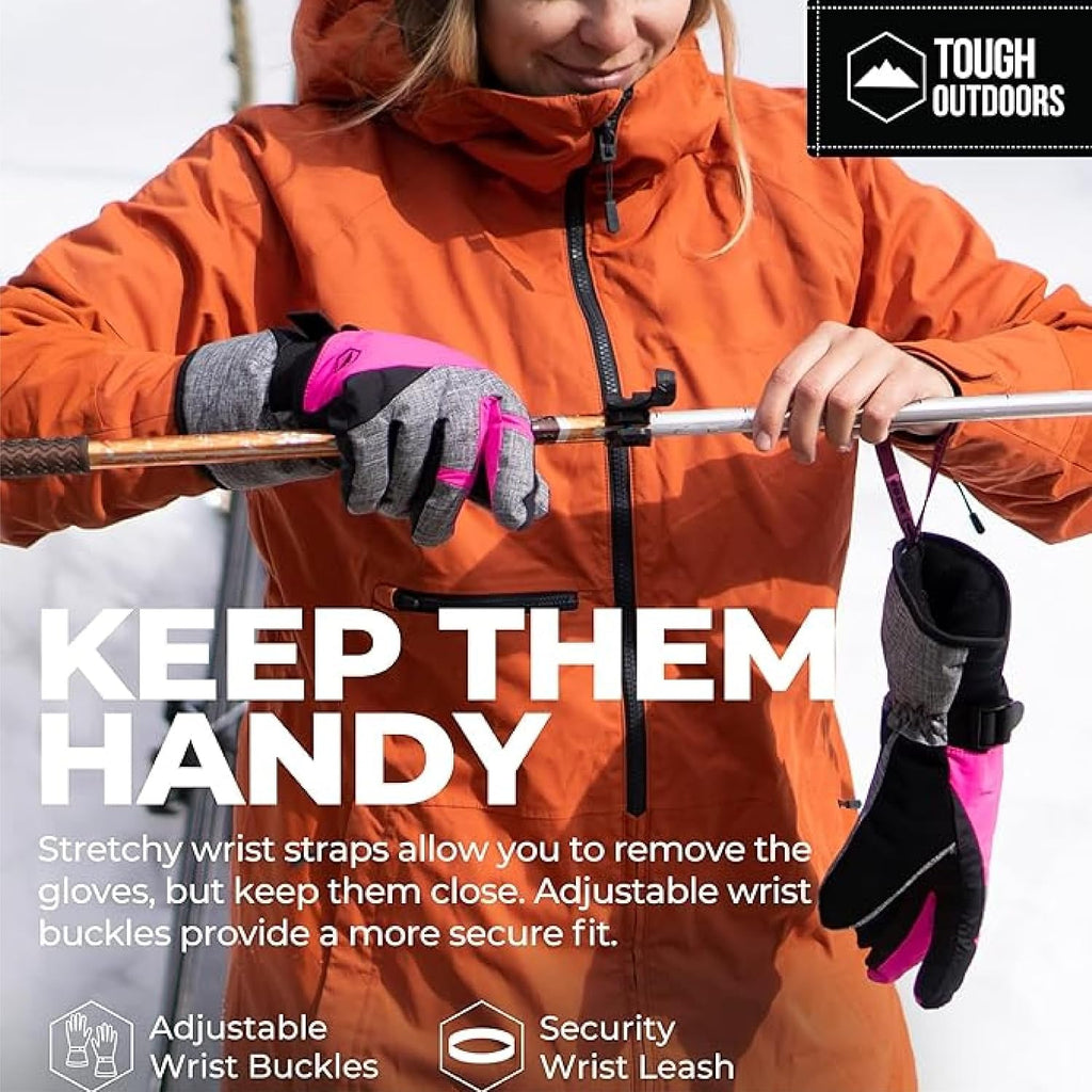 Women's Waterproof Ski Gloves - Adult Snowboarding Gloves