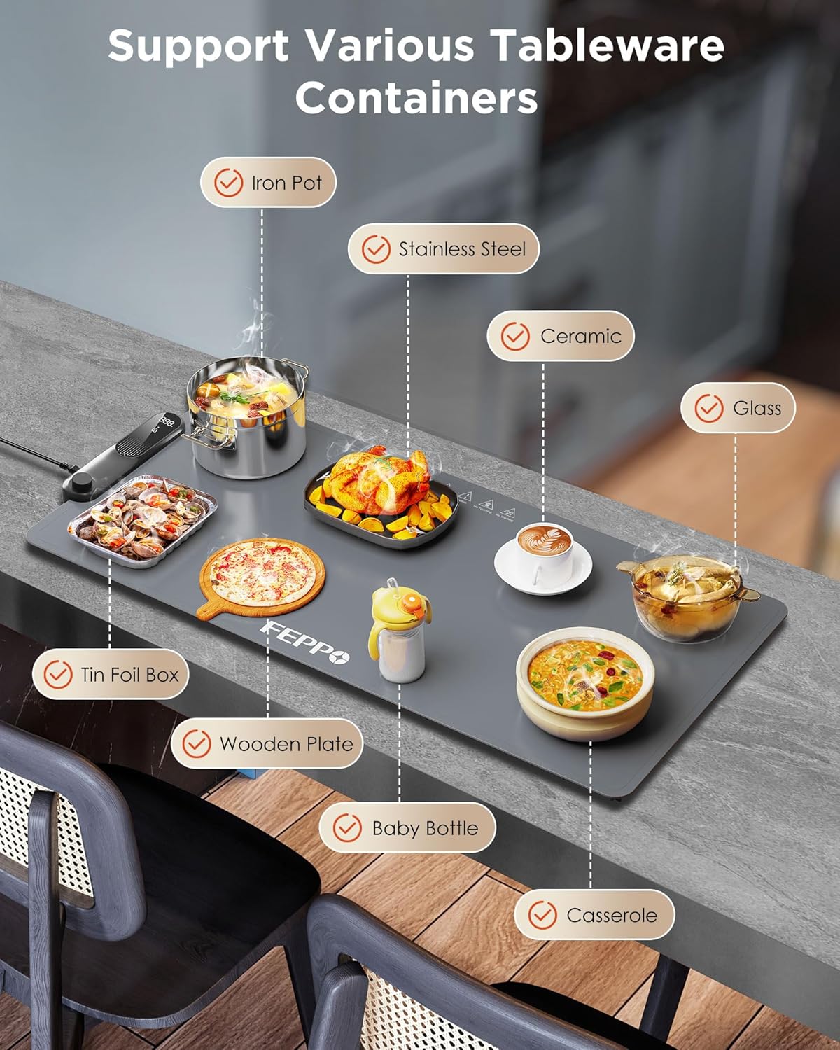 Food Warming Mat, 35"x16" Food Warmers for Parties Buffet