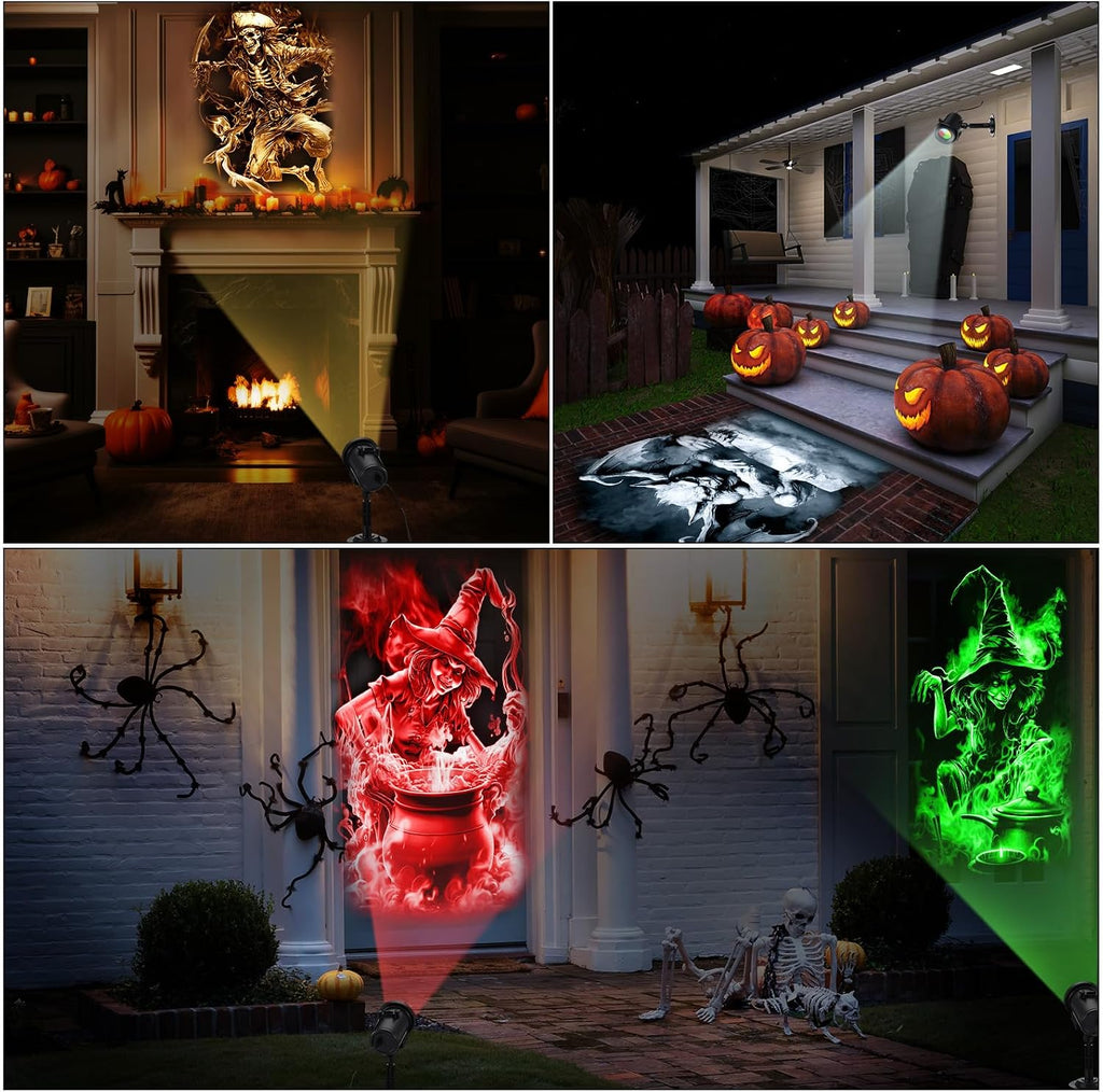 12 in 1 Halloween Projector Lights Outdoor 2026 Upgrade 3D Dynamic Window Indoor Decorations Skull Ghost Bats Witch