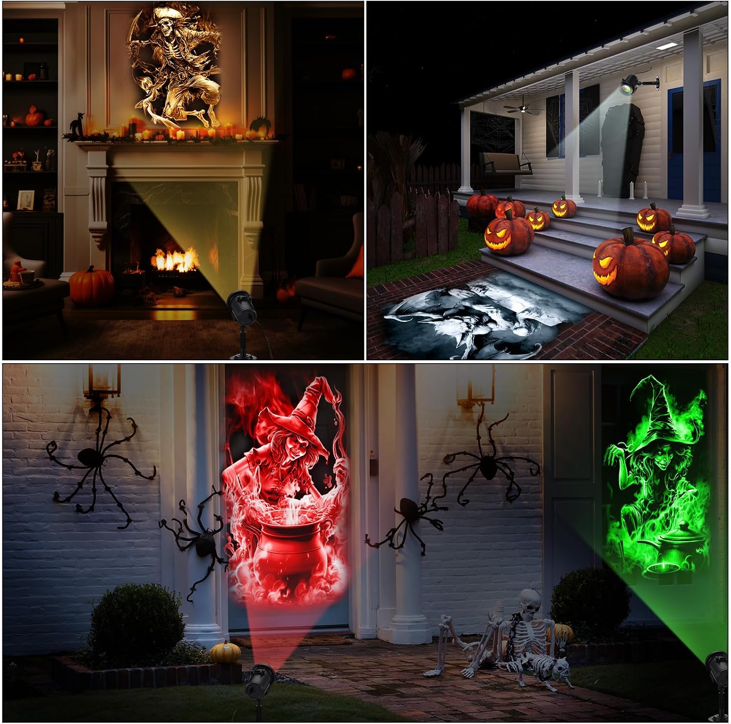 12 in 1 Halloween Projector Lights Outdoor 2026 Upgrade 3D Dynamic Window Indoor Decorations Skull Ghost Bats Witch