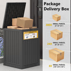 Package Delivery Box for Outside with Sign, 48 Gallon Storage with Lockable Secure, Large Double Wall Resin Outdoor