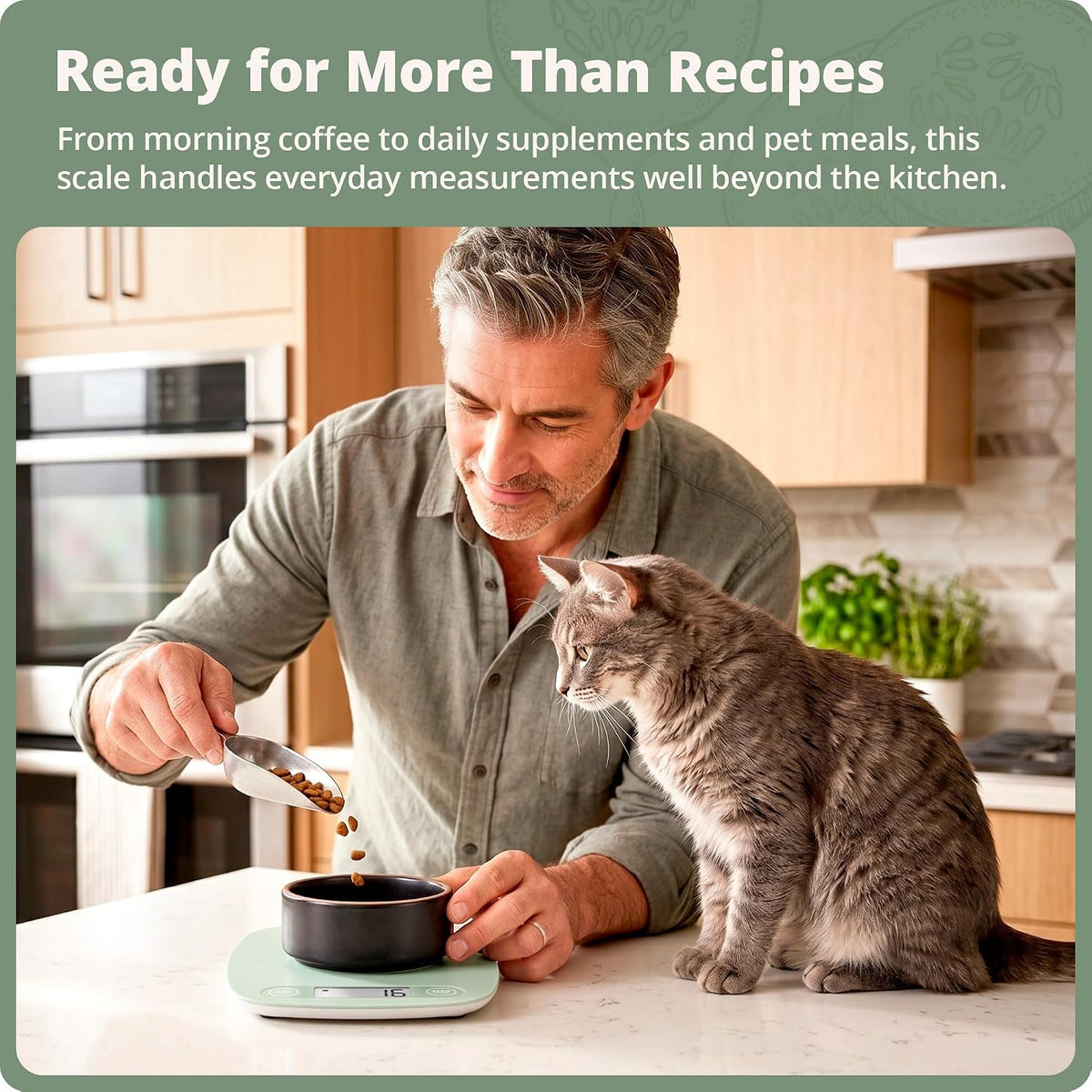 Food Scale, Slim & Compact Build, 1g Precision (Sage Green)