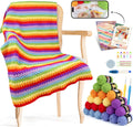 Crochet Blanket Kit for Beginners, Easy Crochet Kit for Beginners Adults & Kids with Step-by-Step Video Instructions