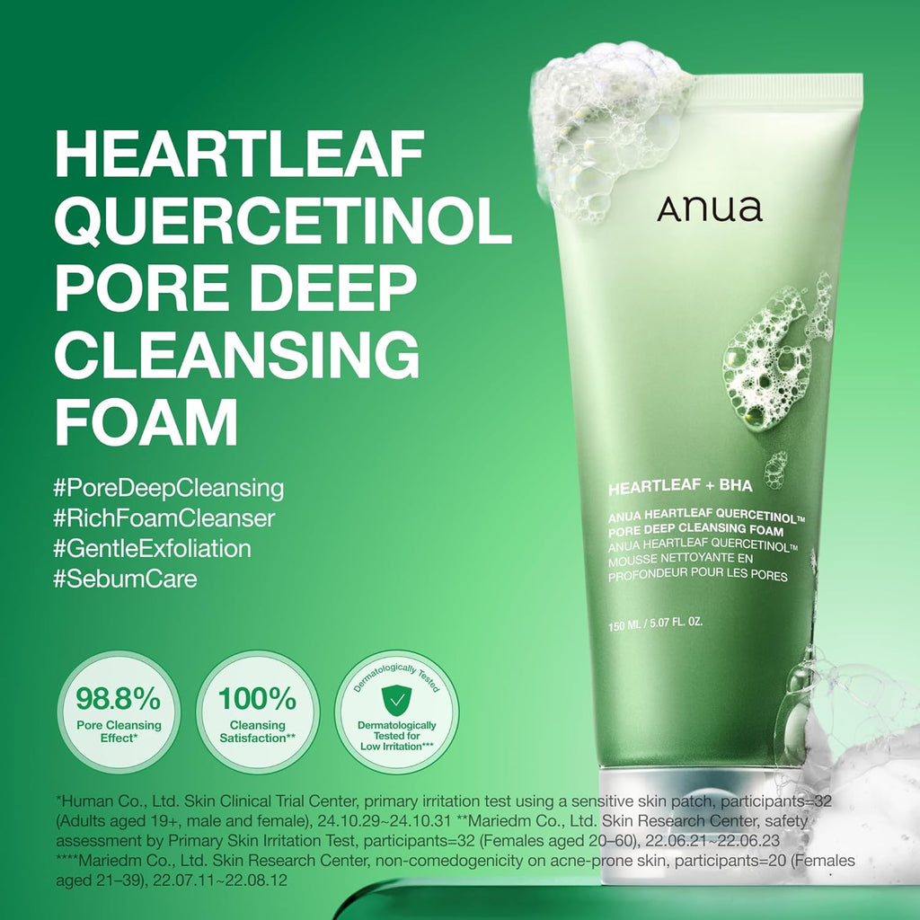 Heartleaf Quercetinol Pore Deep Cleansing Foam, Face wash for Pore Refining Cleanser, Hydrating Daily Facial Cleanser