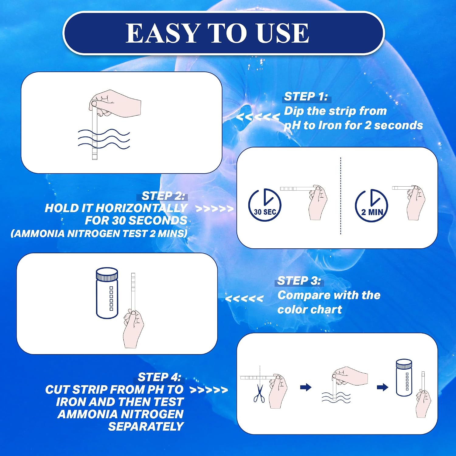 Aquarium Water Test Kit 9-in-1, Aquarium Ammonia Test Strips for Fish Tanks | Fish Ponds, 150CT Fresh and Salt Water