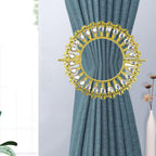 2 Pack Shiny Gold Curtain Tiebacks Round Holdbacks, 26 Crystals