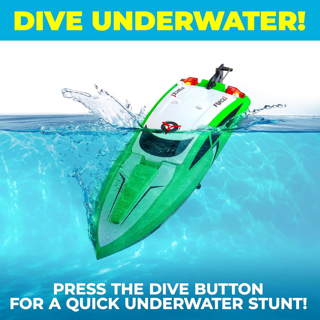 Velocity Green Fast RC Boat- Remote Control Boats for Adults and Kids, Underwater Speed Racing Mini RC Toy for Pools