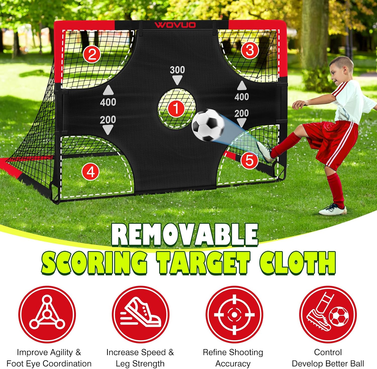 Kids Soccer Goals for Backyard Set of 2, 6x4 ft Portable Toddler Soccer Goal Training Equipment with Soccer Target