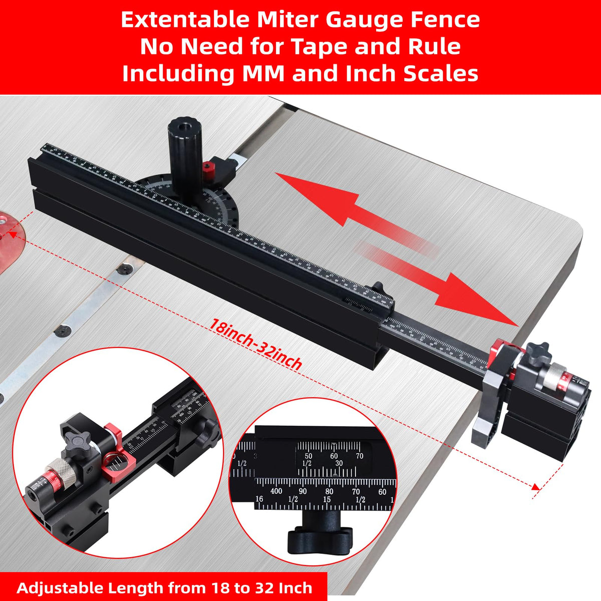 GOINGMAKE Table Saw Miter Gauge for Table Saw with Micro Adjust Flip Stop
