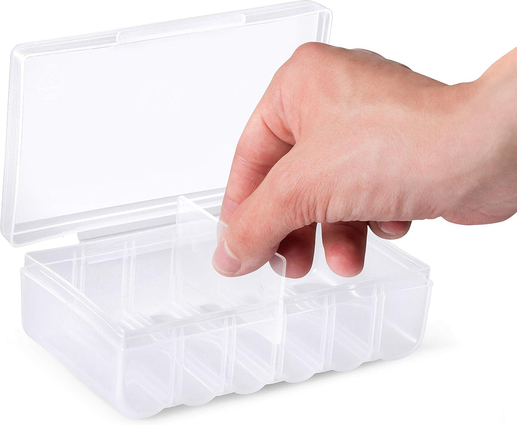 Set of 4 - Two AA and Two AAA Battery Storage Box, Battery Storage Case, Battery Holder Clear