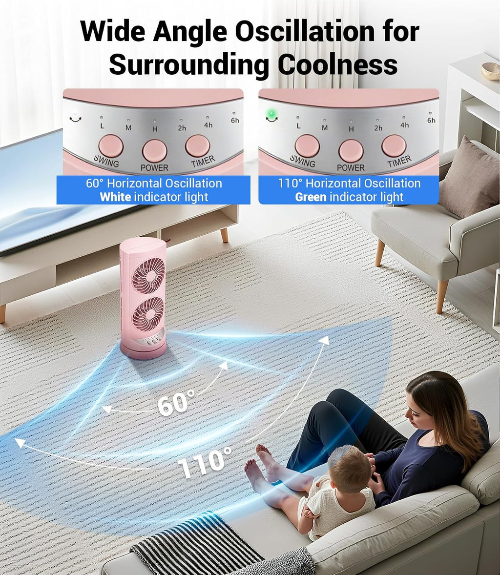 Personal Tower Cooling Fans that Blow Cold Air,25dB Quiet Fan with 24ft/s | Standing Small Desk Fan with 3 Speeds &