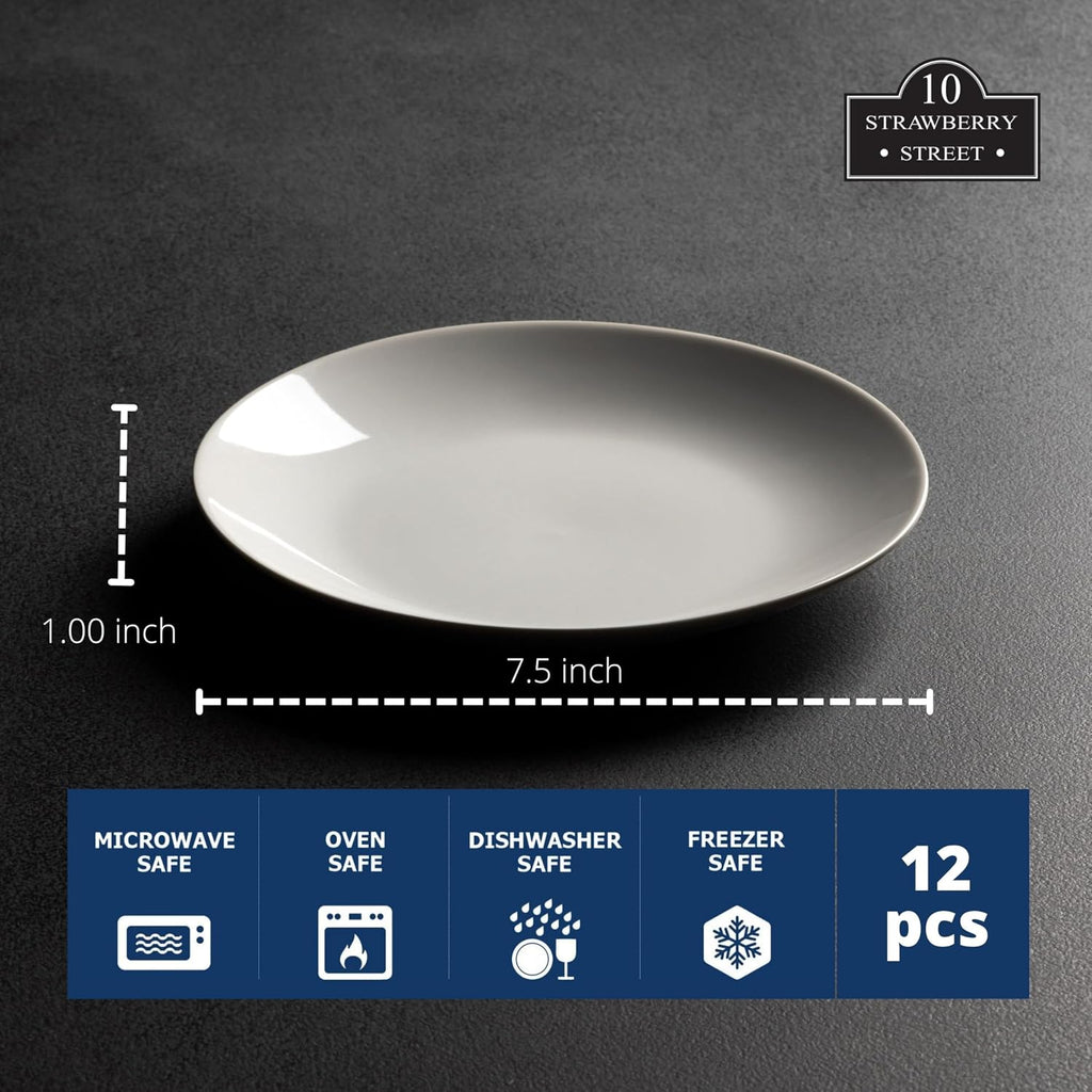 7.5" Catering Coupe Salad/Dessert Plate, Set of 12,White