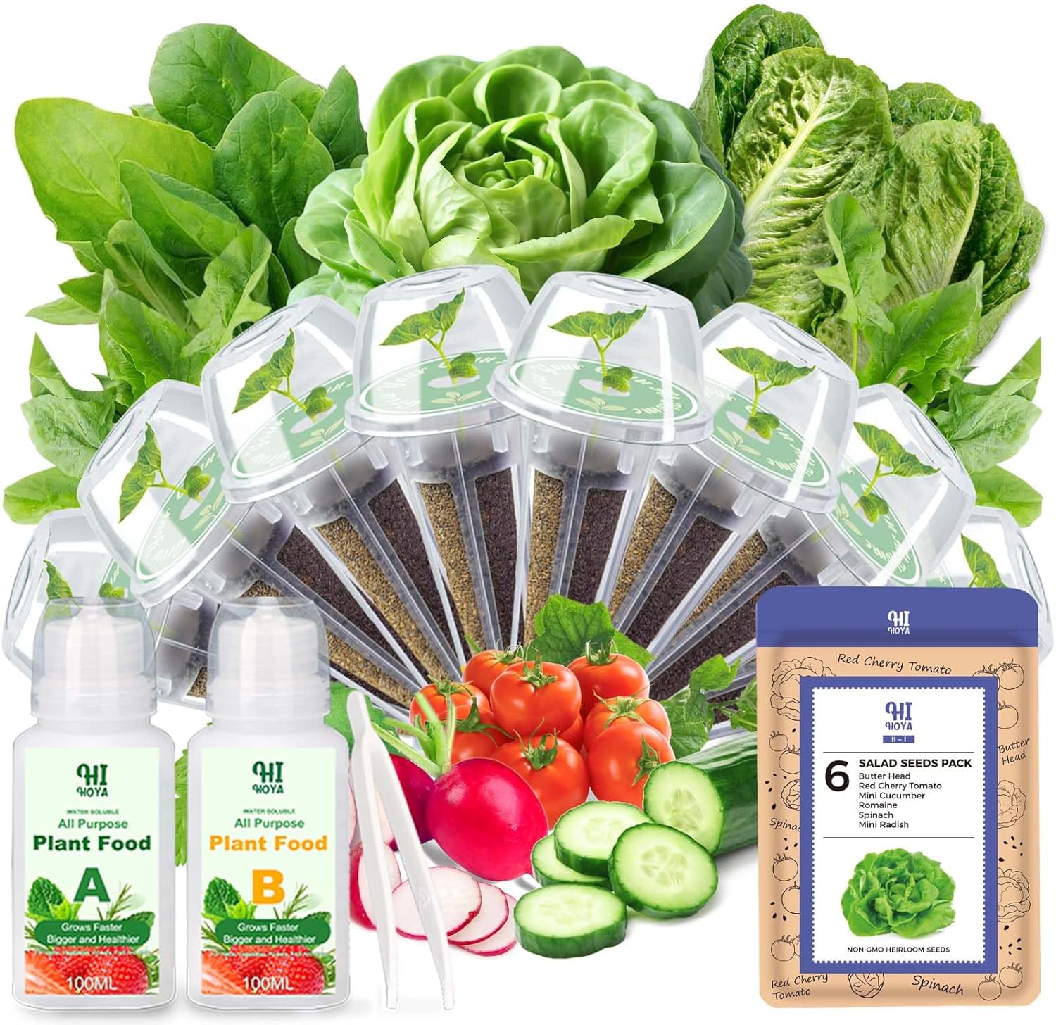 Salad Seed Pods, Grow Anything Kit for All Hydroponics Growing Systems, 8 Pods with 600+ Seeds of Red Cherry Tomato